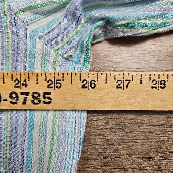 Johnny Uptown Linen Blend Button Down Shirt 2XL Multicolor Stripe Casual - Picture 10 of 13